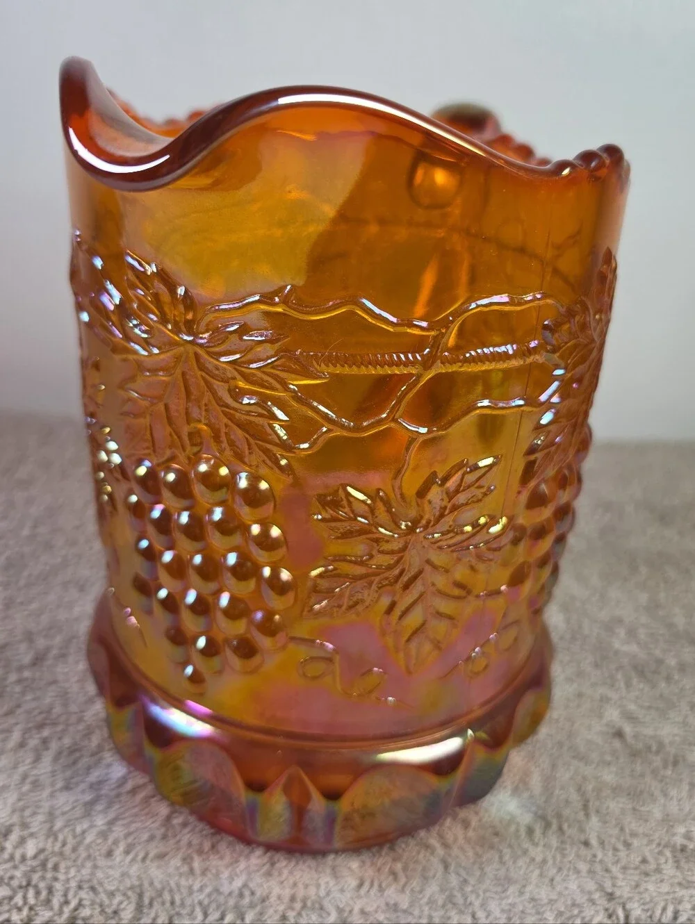 Vintage Imperial Glass Marigold Carnival Glass Pitcher Imperial Grape Pattern